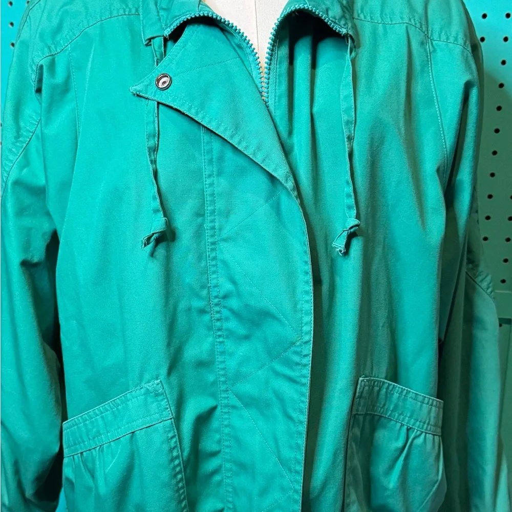 Vintage Fleet Street Teal Oversized Windbreaker Jacket Retro 90s Chic Size 10